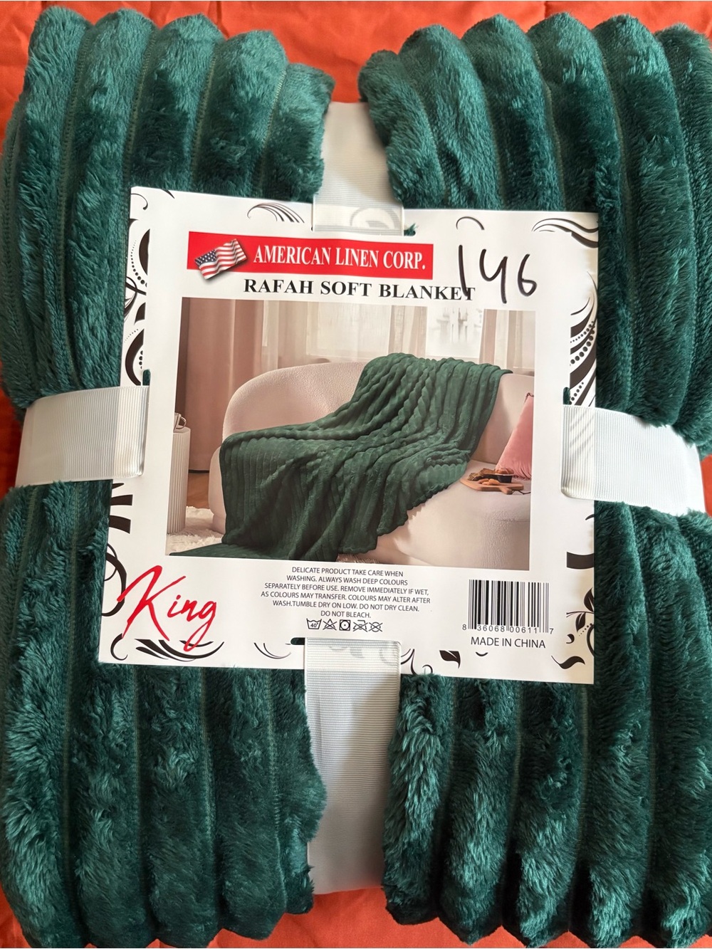 American Linen Corp. Rafah Soft Blanket - Deep Emerald Plush King Throw
